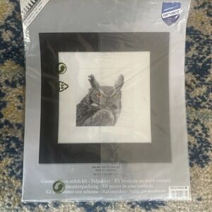 Vervaco counted cross stitch kit "Owl" 17cm X‎ 17cm, DIY-new